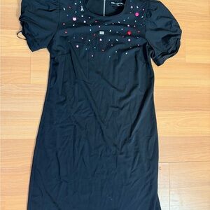 Karl Lagerfeld Black Dress with Colorful Embellishments